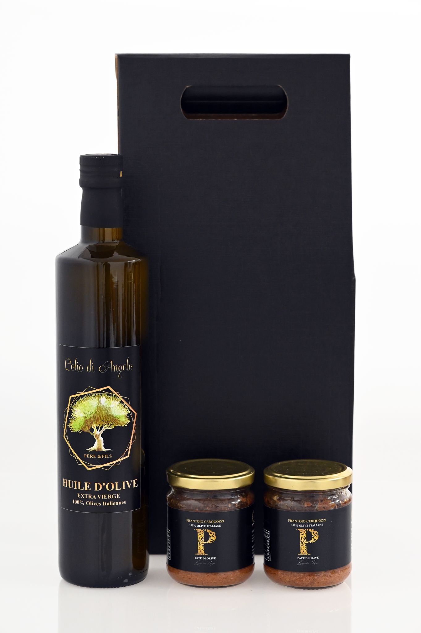 Lot Huile d'olive 75cl avec 2 Tapenades