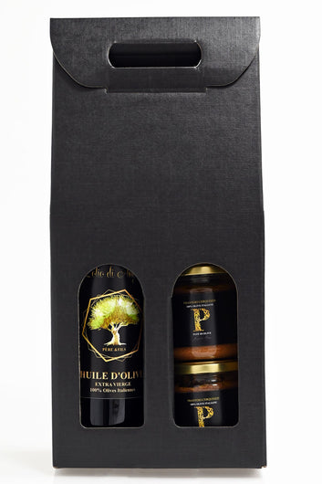 Lot Huile d'olive 75cl avec 2 Tapenades